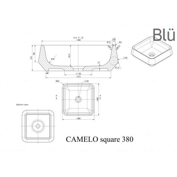 Akmens masės pastatomas praustuvas Blu CAMELO SQUARE 380x380 1