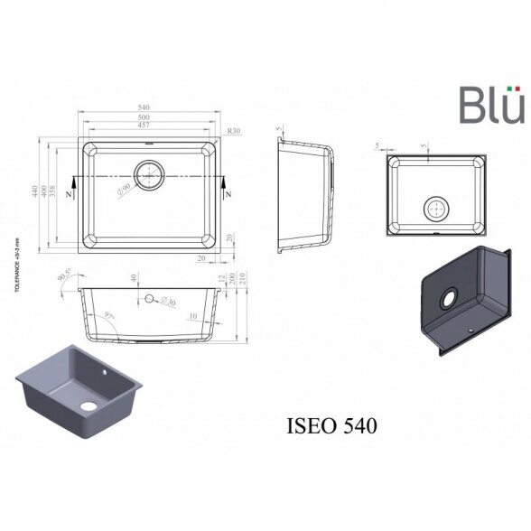 Akmens masės plautuvė Blu ISEO 8