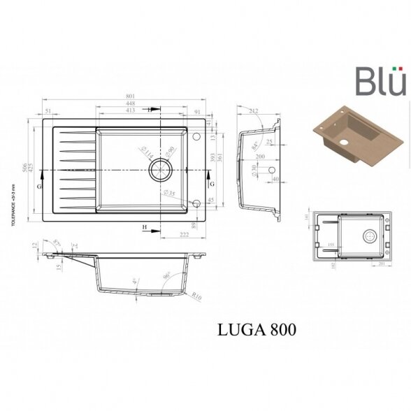 Akmens masės plautuvė Blu LUGA 8