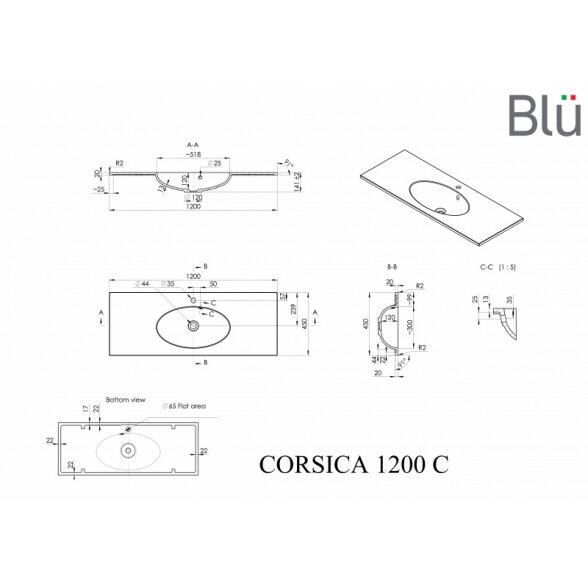 Akmens masės praustuvas Blu CORSICA 3