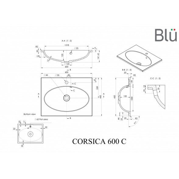 Akmens masės praustuvas Blu CORSICA 1