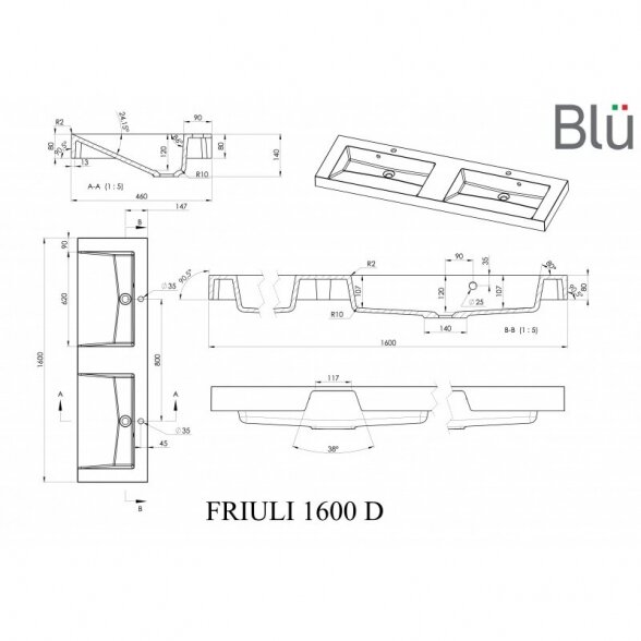 Akmens masės praustuvas Blu FRIULI 5