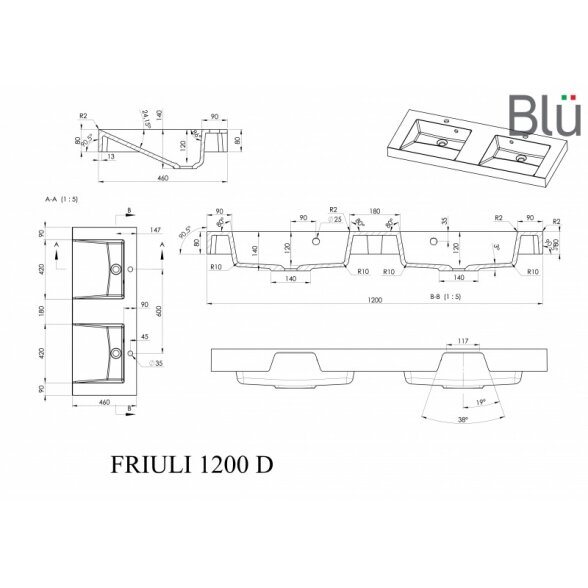 Akmens masės praustuvas Blu FRIULI 4