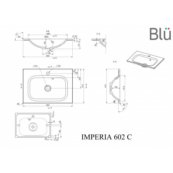 Akmens masės praustuvas Blu IMPERIA 1