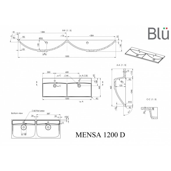 Akmens masės praustuvas Blu MENSA 7