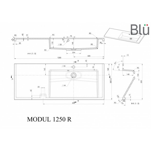 Akmens masės praustuvas Blu MODUL 3