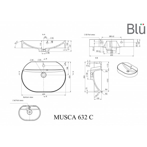 Akmens masės praustuvas Blu MUSCA 632 1