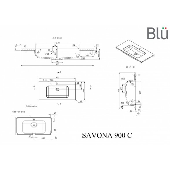 Akmens masės praustuvas Blu SAVONA 3