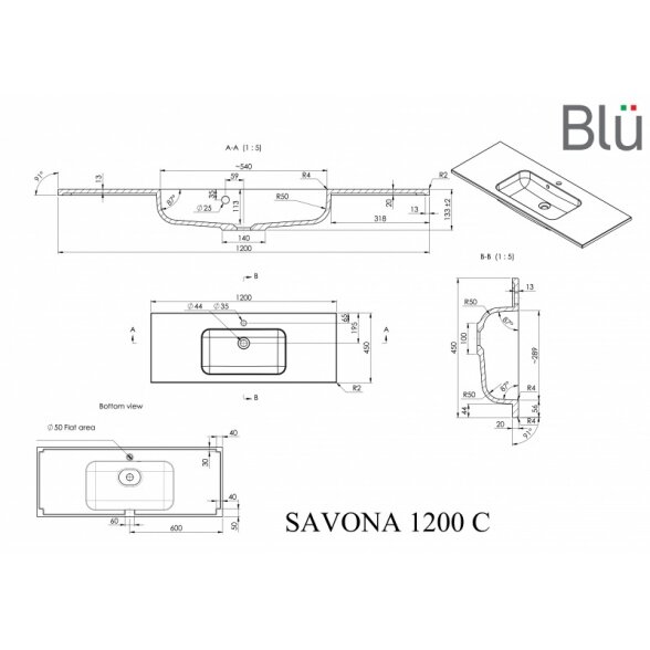 Akmens masės praustuvas Blu SAVONA 4