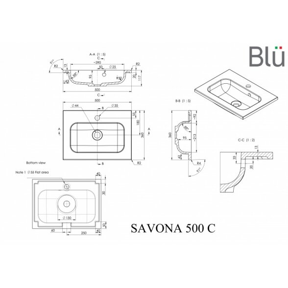 Akmens masės praustuvas Blu SAVONA 1