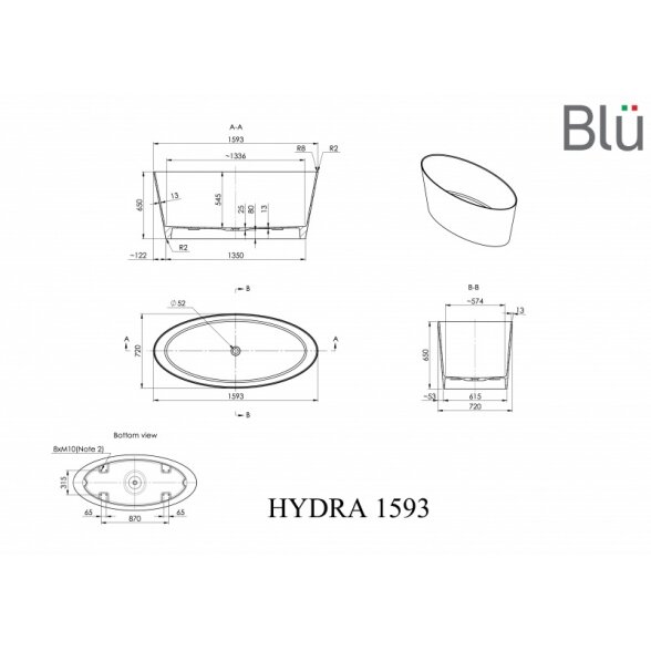 Ванна из литого мрамора Blu HYDRA Evermite 1