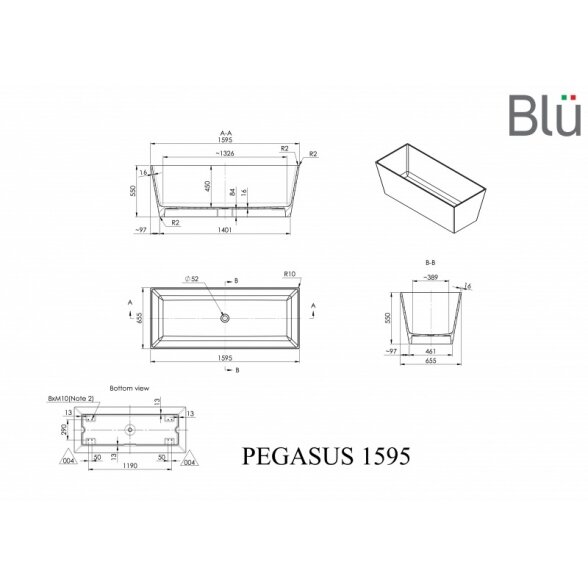 Akmens masės vonia Blu PEGASUS Evermite 1