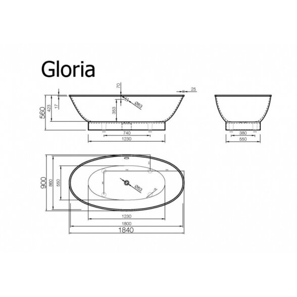 Akmens masės vonia Vispool Gloria 1840 4