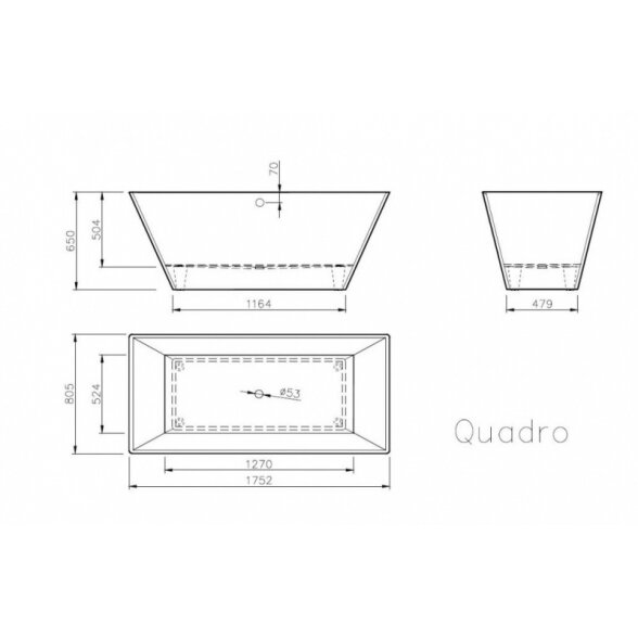 Ванна из каменной массы Vispool Quadro 175 2