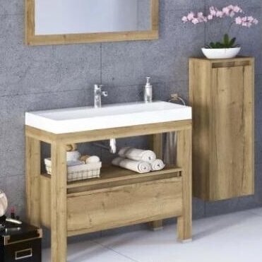 Pastatomas vonios kambario baldas Devo Ambiente su akmens masės praustuvu 10