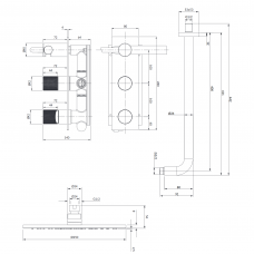 Antracito spalvos potinkinis dušo komplektas OMNIRES Contour