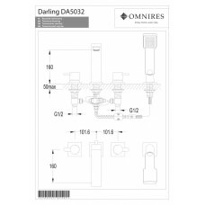 Смеситель на борт ванны OMNIRES DARLING золотого цвета