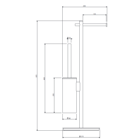 Aukso spalvos pastatomas WC šepetys ir tualetinio popieriaus laikiklis OMNIRES MODERN PROJECT