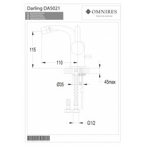 Смеситель биде OMNIRES DARLING золотого цвета