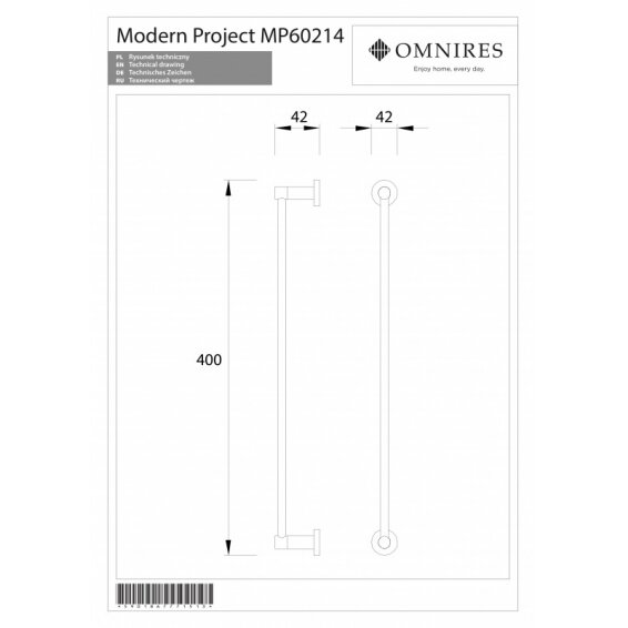 Держатель для полотенца золотого цвета OMNIRES MODERN PROJECT 1