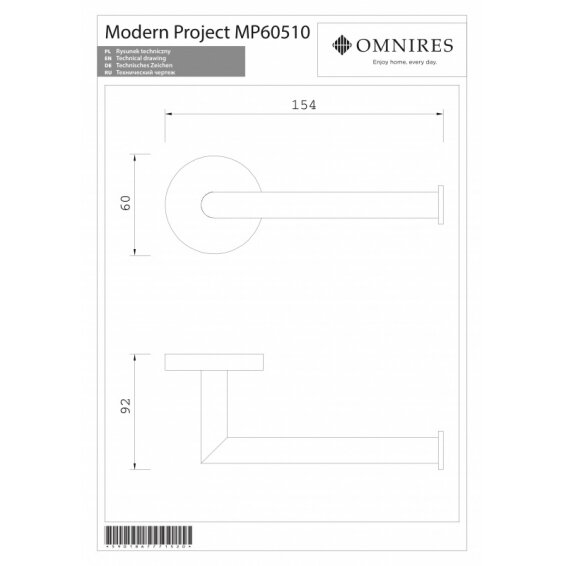 Aukso spalvos tualetinio popieriaus laikiklis OMNIRES MODERN PROJECT 2