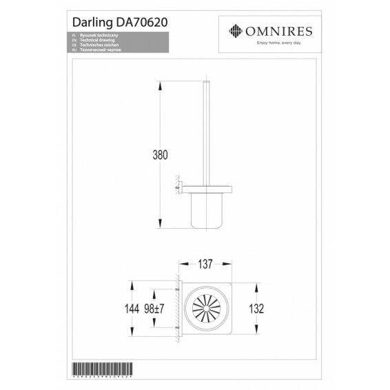 Aukso spalvos WC šepetys OMNIRES DARLING 1