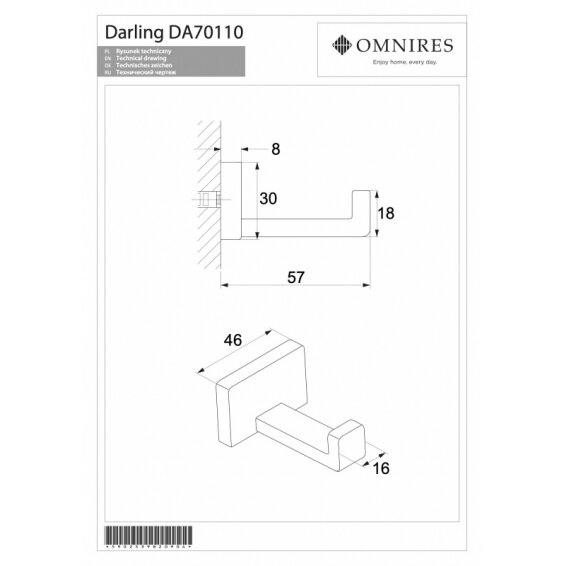 Крючок золотого цвета OMNIRES DARLING 1