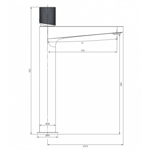 Высокий смеситель для умывальника OMNIRES Contour CT8012CPB, матовое медь 1