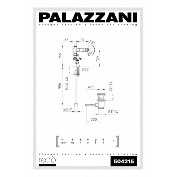 Смеситель биде Retro, Palazzani 1