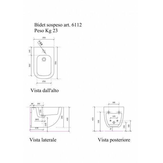 Подвесное биде Plus Design, Galassia 3