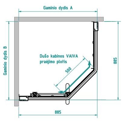 Четырехстенная душевая кабина Baltijos Brasta VAIVA  900x900 3