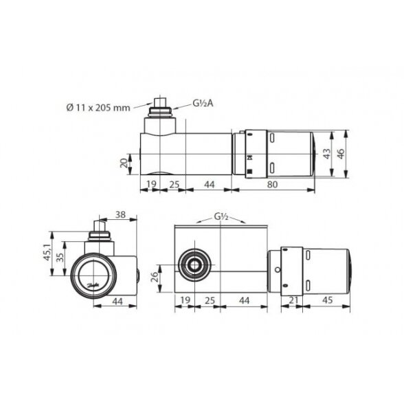 Danfoss VHX-MONO pajungimo mazgo komplektas su termostatu 5