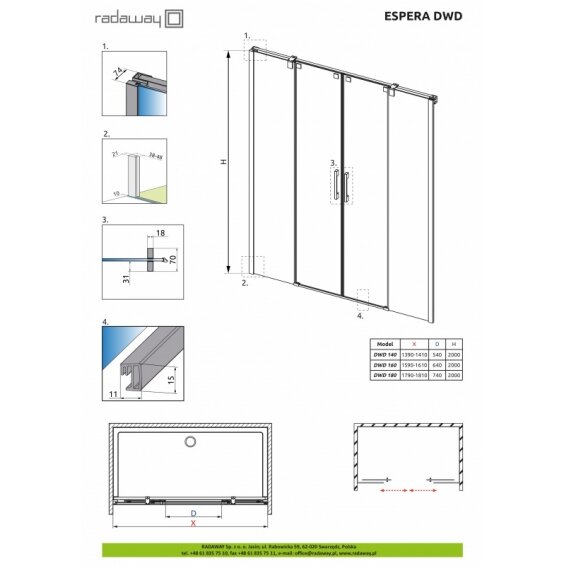 Душевые двери в нишу Radaway Espera DWD 7