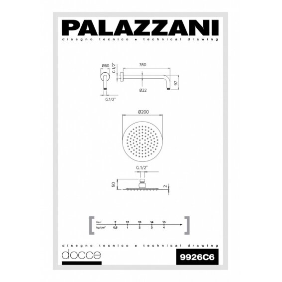 Душевая голова, 200mm, Digit 3 Palazzani 1