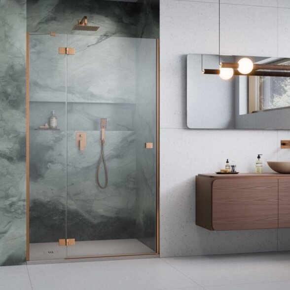 Dušo durys į nišą Radaway Essenza Brushed Copper DWJ 1