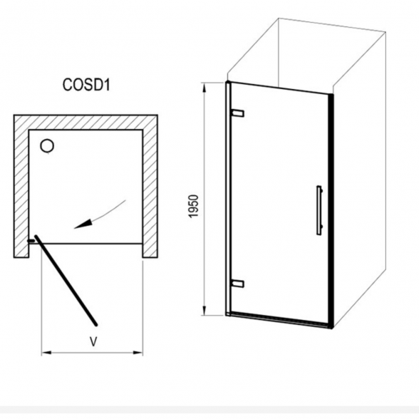 Dušo durys Ravak Cool COSD1 juodu rėmu 3