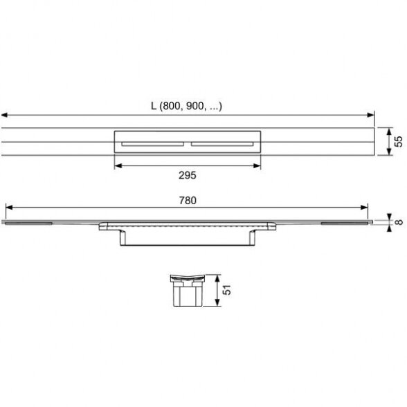 Комплект душевого желоба TECEdrainprofile PVD покрытие 3