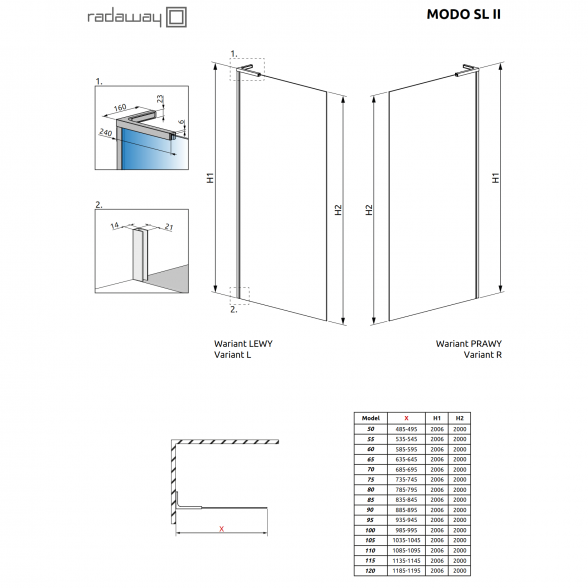 Dušo sienelė Radaway Modo SL White II 3