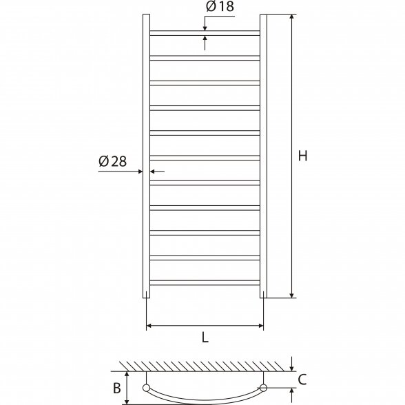 Полотенцесушитель Elonika EV 1150 KL 1