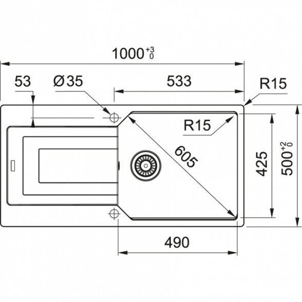 Fragranit plautuvė Franke UBG 611-100 1