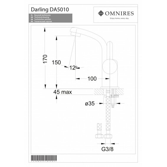 Смеситель для умывальника OMNIRES DARLING , черный 2