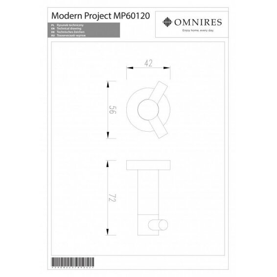 Крючок OMNIRES MODERN PROJECT черный 1