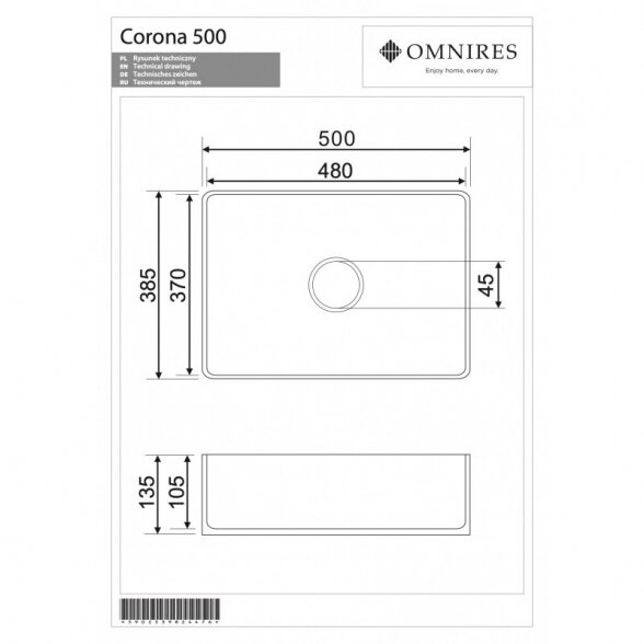 Умывальник из керамики Omnires CORONA 1