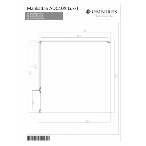 Квадратная душевая кабина OMNIRES MANHATTAN 100 4