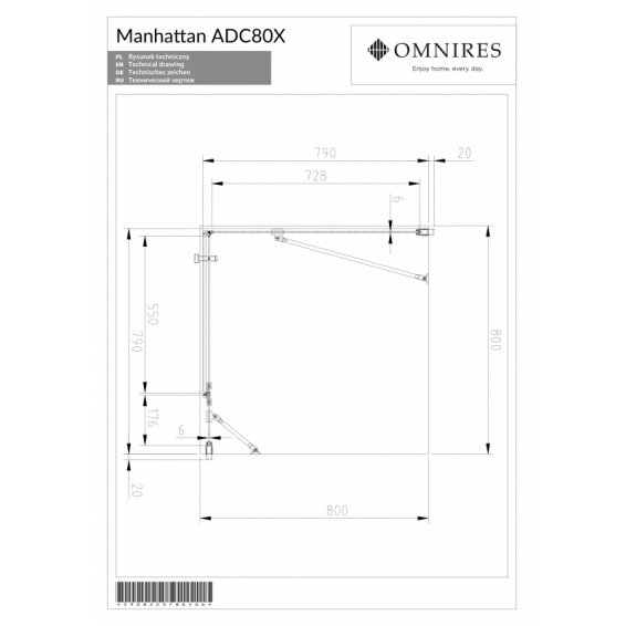 Квадратная душевая кабина OMNIRES MANHATTAN 6