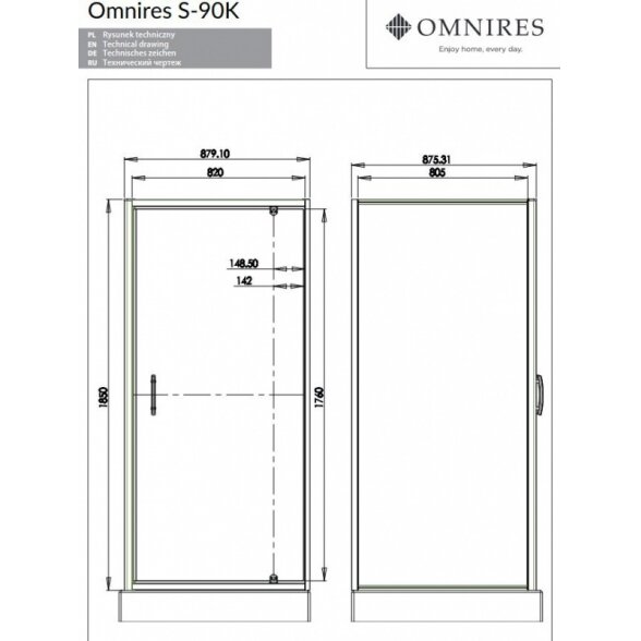 Прямоугольная душевая кабина OMNIRES S 2