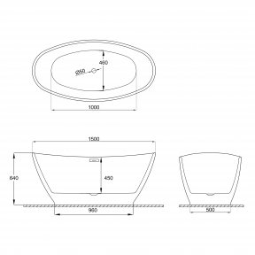 Отдельностоящая ванна Polimat Mango 150x75, графит