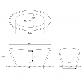 Отдельностоящая ванна Polimat Mango 150x75, черный мат