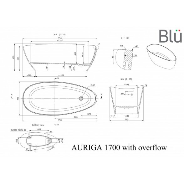 Ванна из литого мрамора Blu AURIGA Evermite 4