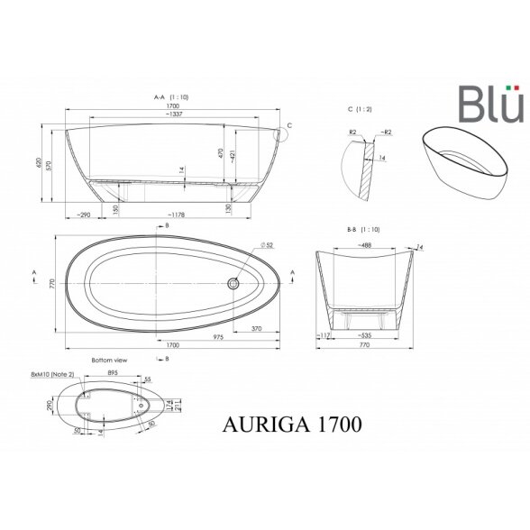 Ванна из литого мрамора Blu AURIGA Evermite 3